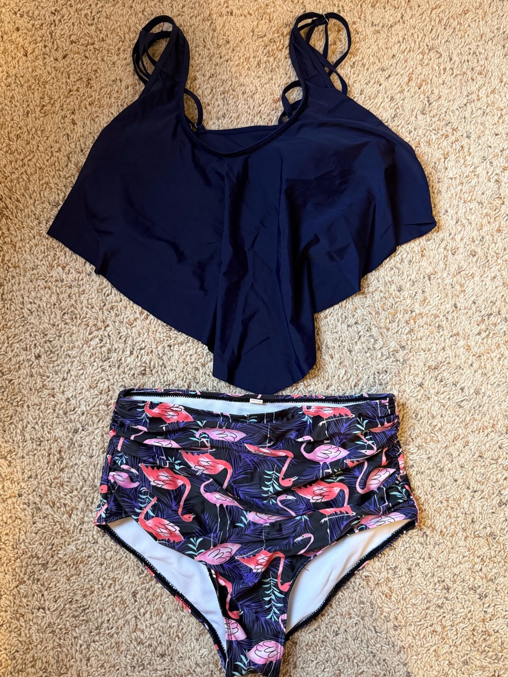 Flounce Tankini Top & Flamingo High-Waist Bottoms - Picture 3 of 5